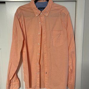 Nautica Plain Long-Sleeve Button-Down Shirt- Orange